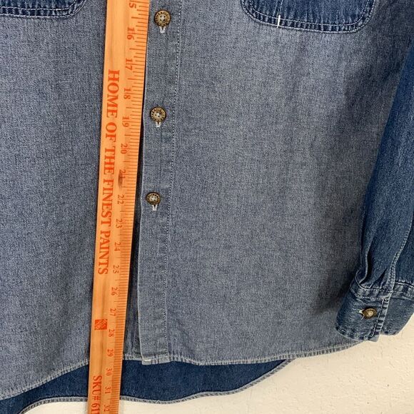 VTG Lee Authentic Men’s Denim Shirt Two-Tone Cotton Pockets Logo Size L - Picture 5 of 10